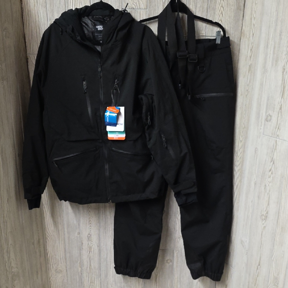 GSOU SNOW Black Matching Snow Pants and Ski Coat Mens Size Medium NWT
